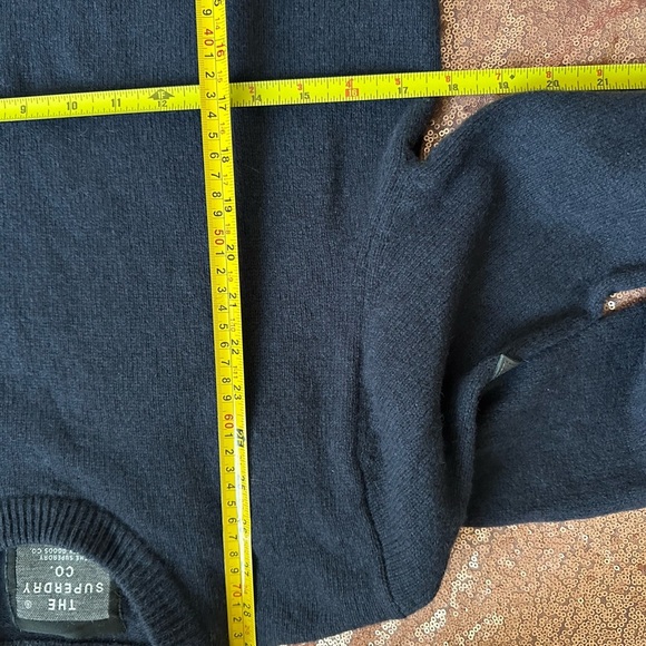 SUPERDRY Mens Sweater Sz M Blue Cashmere Blend Long Sleeve Logo - Picture 8 of 16